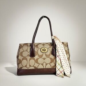 Coach Y2K Signature Bag Hampton Madeline Brown Scarf/Tag/Receipt E0873-12447